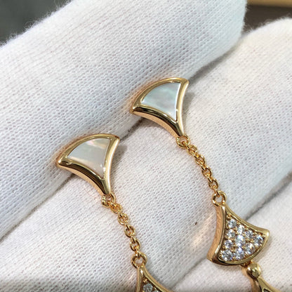 [Polaidi Jewelry]DREAM EARRINGS 3 MOTIFS DIAMOND MOP PINK GOLD