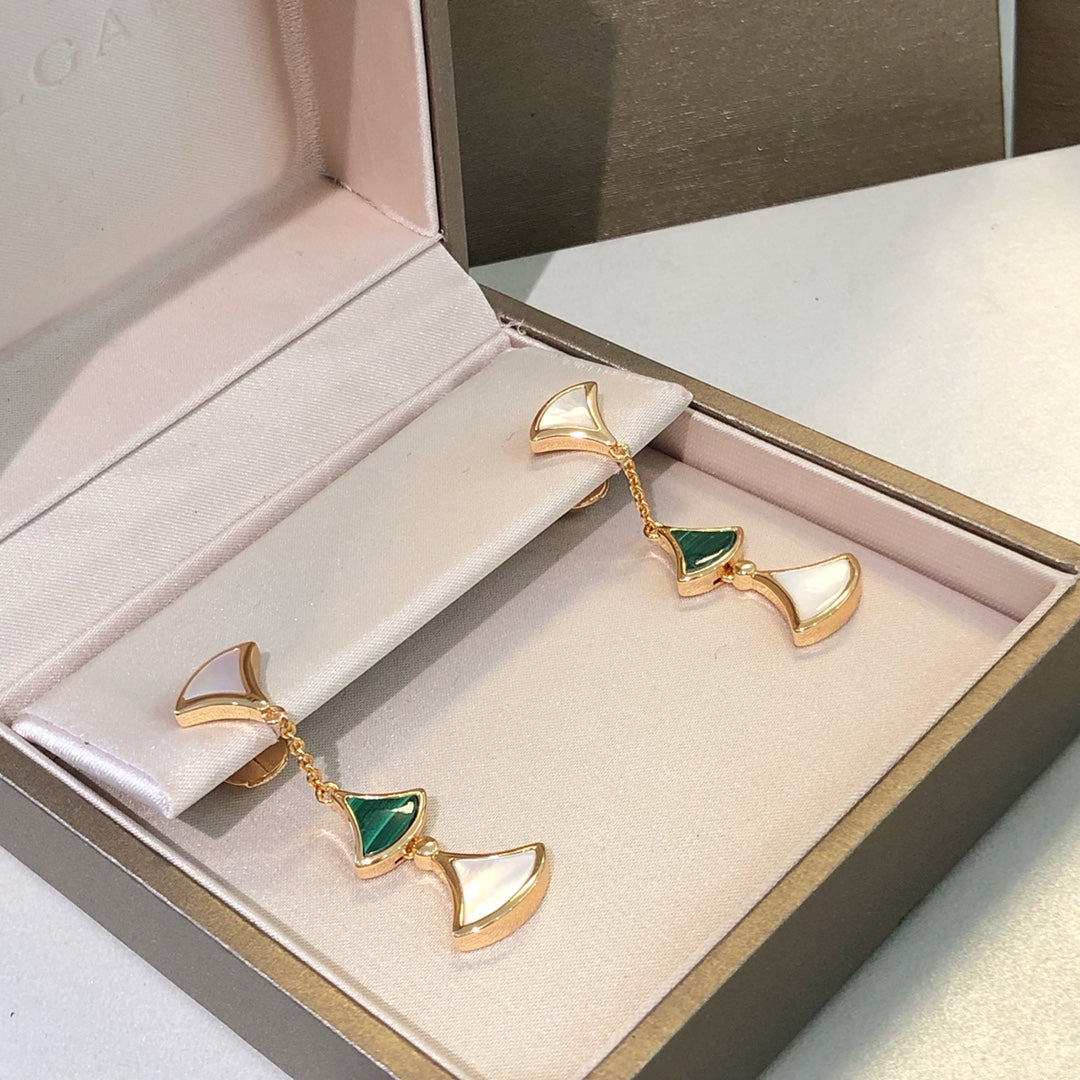 [Polaidi Jewelry]DREAM EARRINGS 3 MOTIFS MALACHITE MOP PINK GOLD