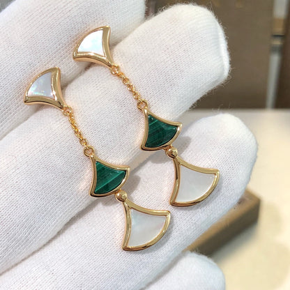 [Polaidi Jewelry]DREAM EARRINGS 3 MOTIFS MALACHITE MOP PINK GOLD
