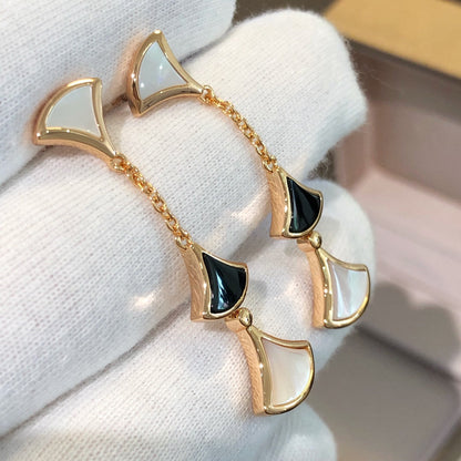 [Polaidi Jewelry]DREAM EARRINGS 3 MOTIFS ONYX MOP PINK GOLD
