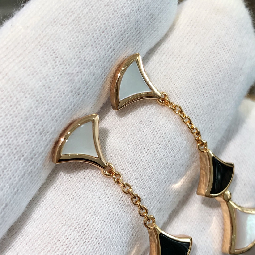 [Polaidi Jewelry]DREAM EARRINGS 3 MOTIFS ONYX MOP PINK GOLD