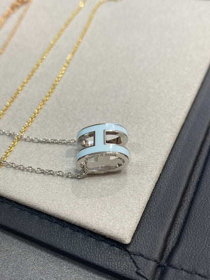 [：Polaidi Jewelry]POP H LIGHT BLUE NECKLACE