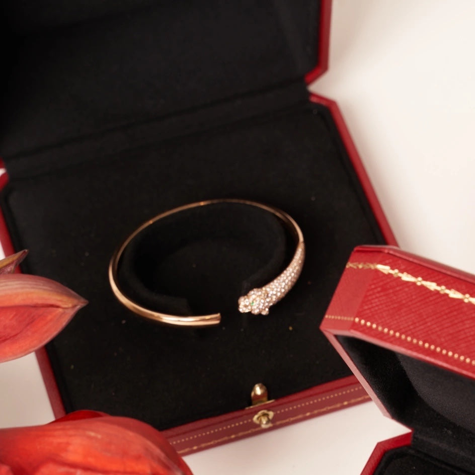 [：Polaidi Jewelry]PANTHERE ROSE GOLD DIAMOND OPEN BRACELET