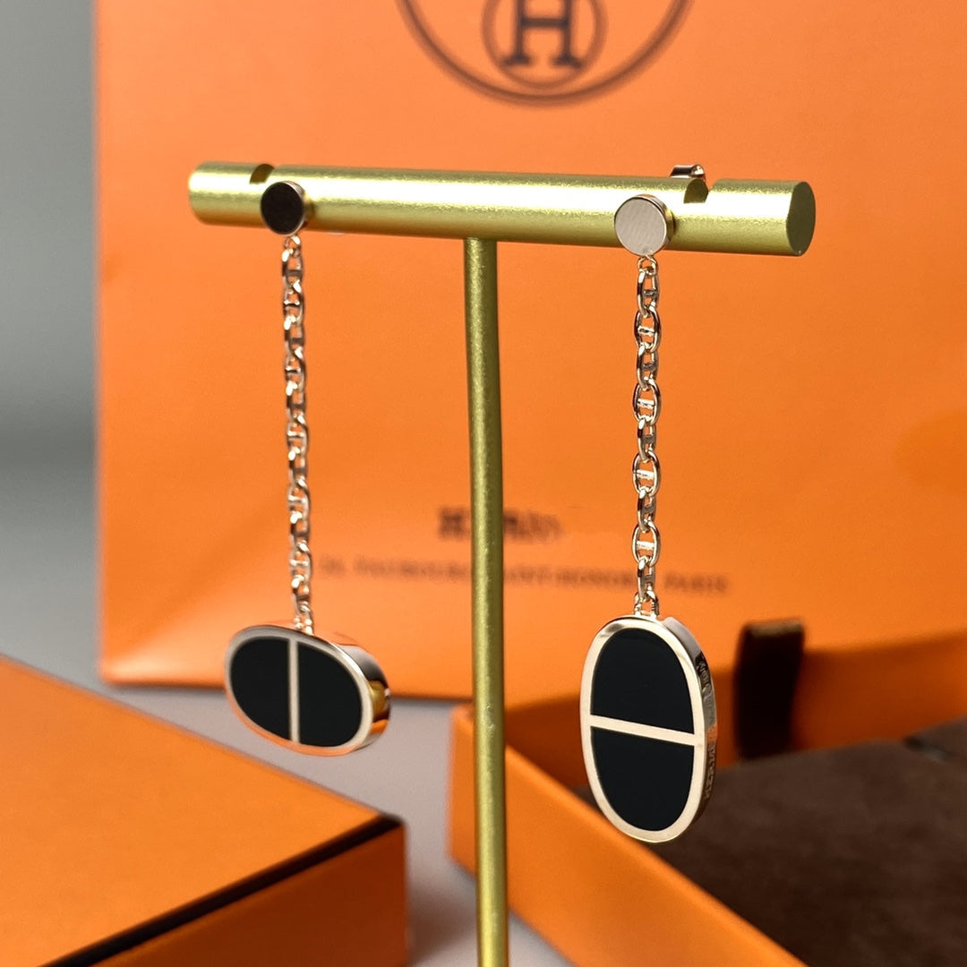[Polaidi Jewelry]CHAINE VERSO BLACK CERAMIC EARRINGS