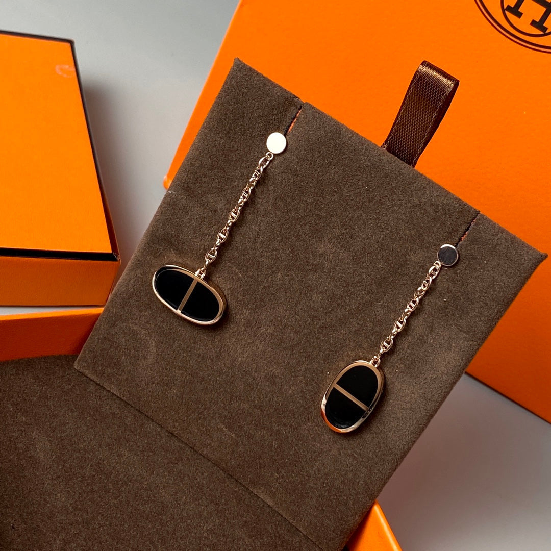 [：Polaidi Jewelry]CHAINE VERSO ブラックセラミック イヤリング
