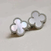[Polaidi Jewelry ]CLOVER MEDIUM 1 MOTIFS  WHITE MOP EARRINGS SILVER