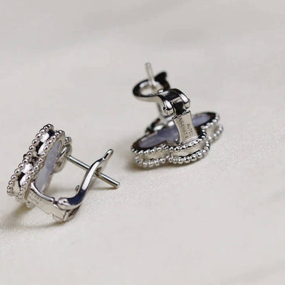 [：Polaidi Jewelry]CLOVER MEDIUM 1 MOTIFS  WHITE MOP EARRINGS SILVER