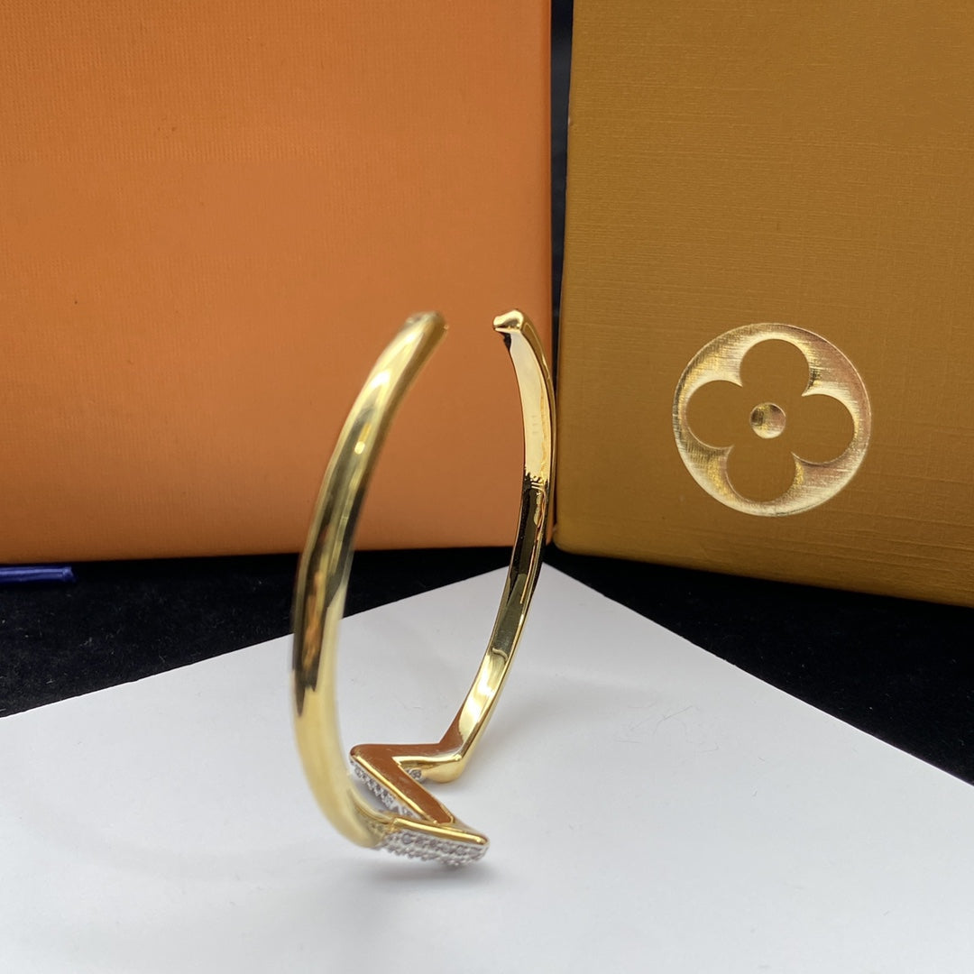 [Polaidi Jewelry]VOLTE UPSITE DOWN DIAMOND GOLD OPEN BRACELET
