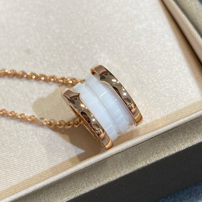 [Polaidi Jewelry]ZERO 1 WHITE CERAMIC PINK GOLD NECKLACE