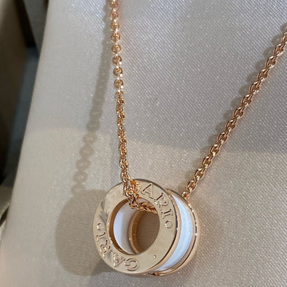 [Polaidi Jewelry]ZERO 1 WHITE CERAMIC PINK GOLD NECKLACE