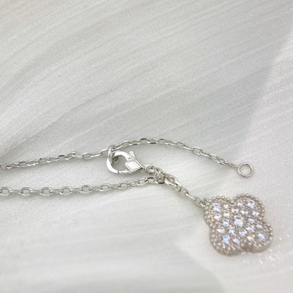 [：Polaidi Jewelry]CLOVER 5 MOTIFS SILVER DIAMONDS NECKLACE