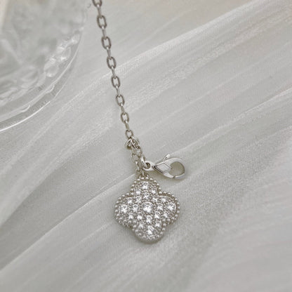 [：Polaidi Jewelry]CLOVER 5 MOTIFS SILVER DIAMONDS NECKLACE