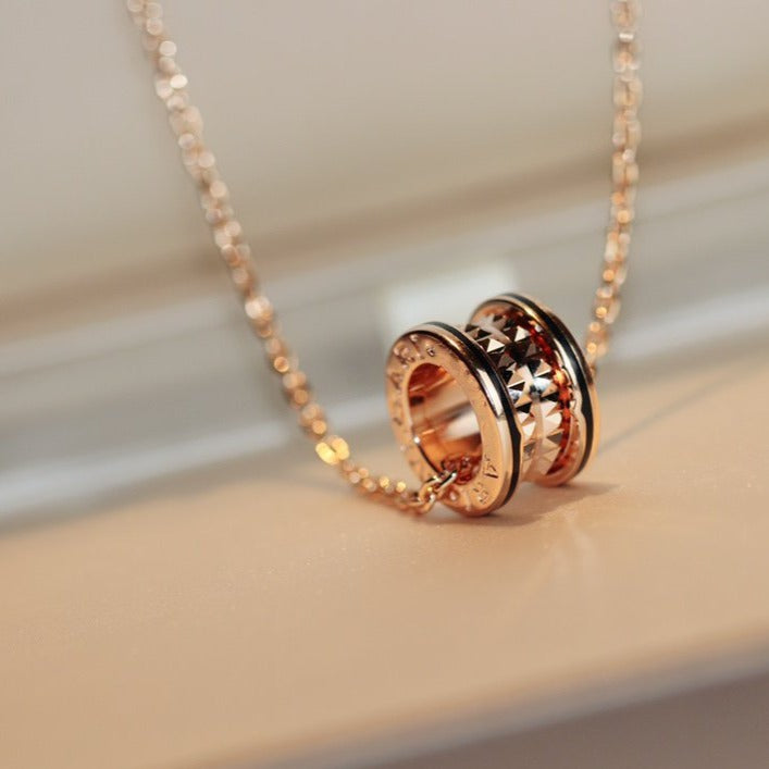 [Polaidi Jewelry]ZERO 1 ROCK PEDANT PINK GOLD BLACK NECKLACE
