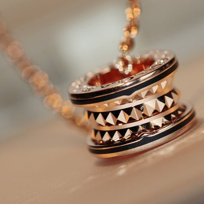 [Polaidi Jewelry]ZERO 1 ROCK PEDANT PINK GOLD BLACK NECKLACE