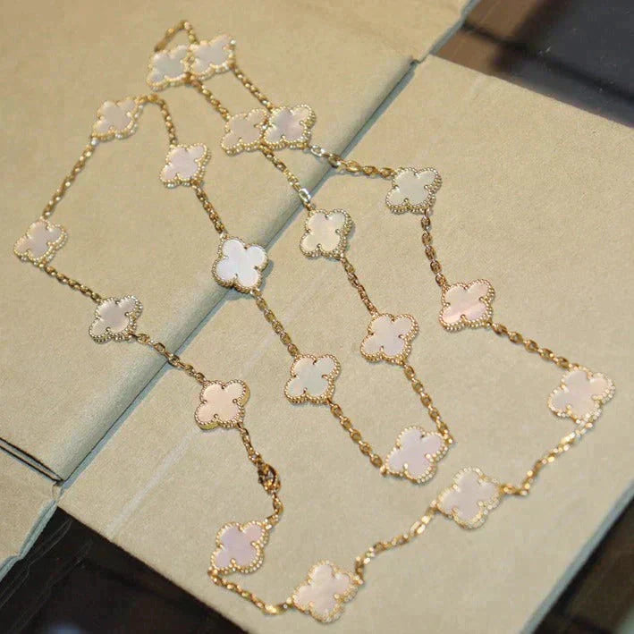 [：Polaidi Jewelry]CLOVER 20 MOTIFS WHITE MOP NECKLACE