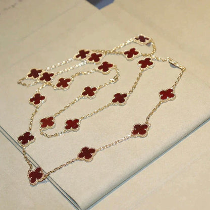 [：Polaidi Jewelry]CLOVER 20 MOTIFS CARNELIAN NECKLACE