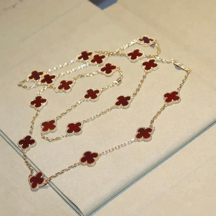 [Polaidi Jewelry]CLOVER 20 MOTIFS CARNELIAN NECKLACE