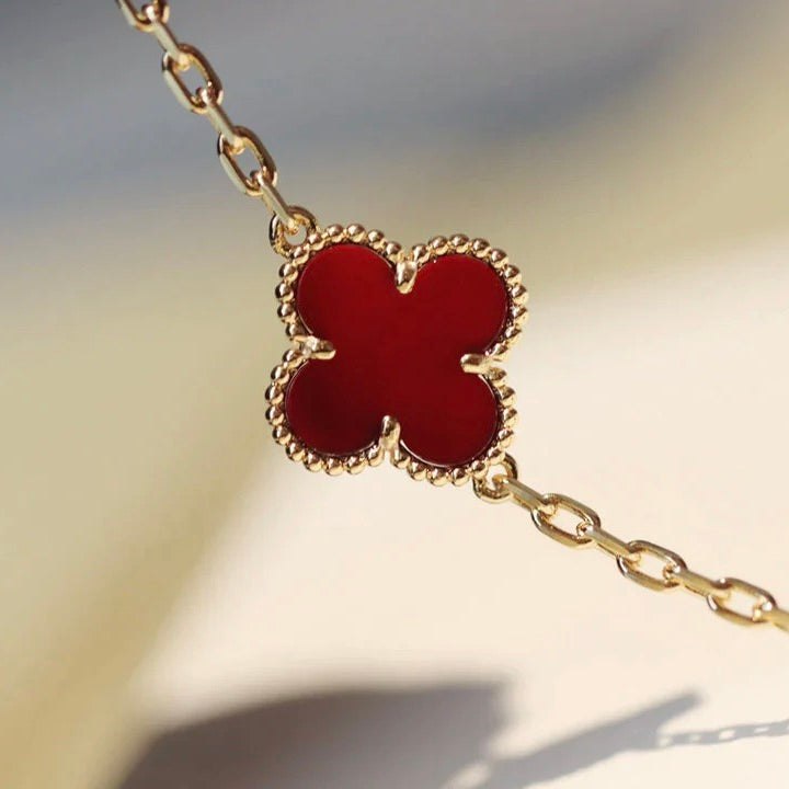 [：Polaidi Jewelry]CLOVER 20 MOTIFS CARNELIAN NECKLACE