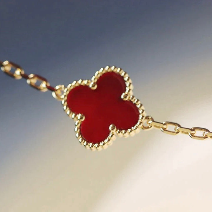 [Polaidi Jewelry]CLOVER 20 MOTIFS CARNELIAN NECKLACE