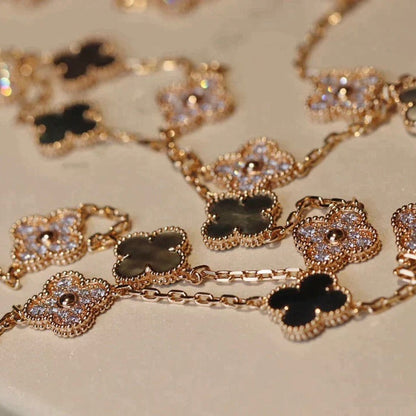 [Polaidi Jewelry]CLOVER 20 MOTIFS DARK MOP DIAMOND  NECKLACE
