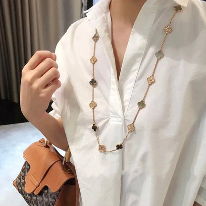 [：Polaidi Jewelry]CLOVER 20 MOTIFS DARK MOP DIAMOND  NECKLACE