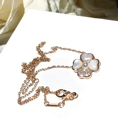 [：Polaidi Jewelry]CLOVER MOP DIAMOND ROSE GOLD NECKLACE