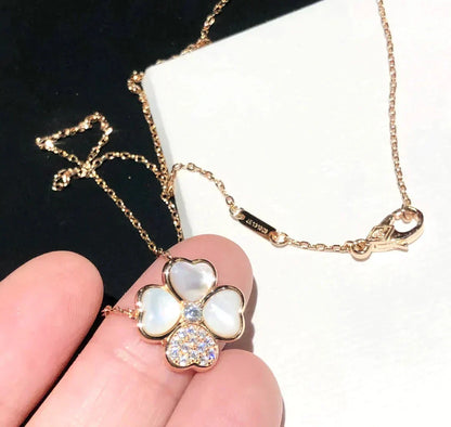 [：Polaidi Jewelry]CLOVER MOP DIAMOND ROSE GOLD NECKLACE