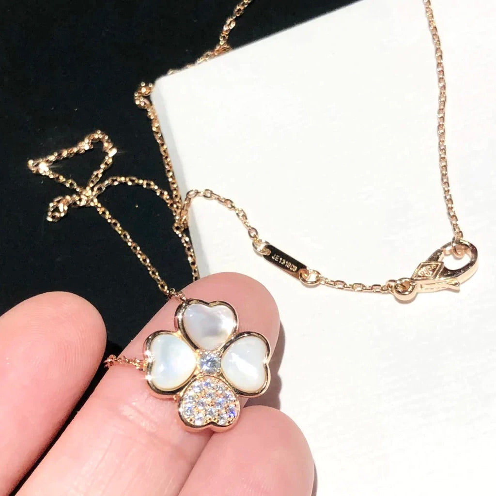 [：Polaidi Jewelry]CLOVER MOP DIAMOND ROSE GOLD NECKLACE