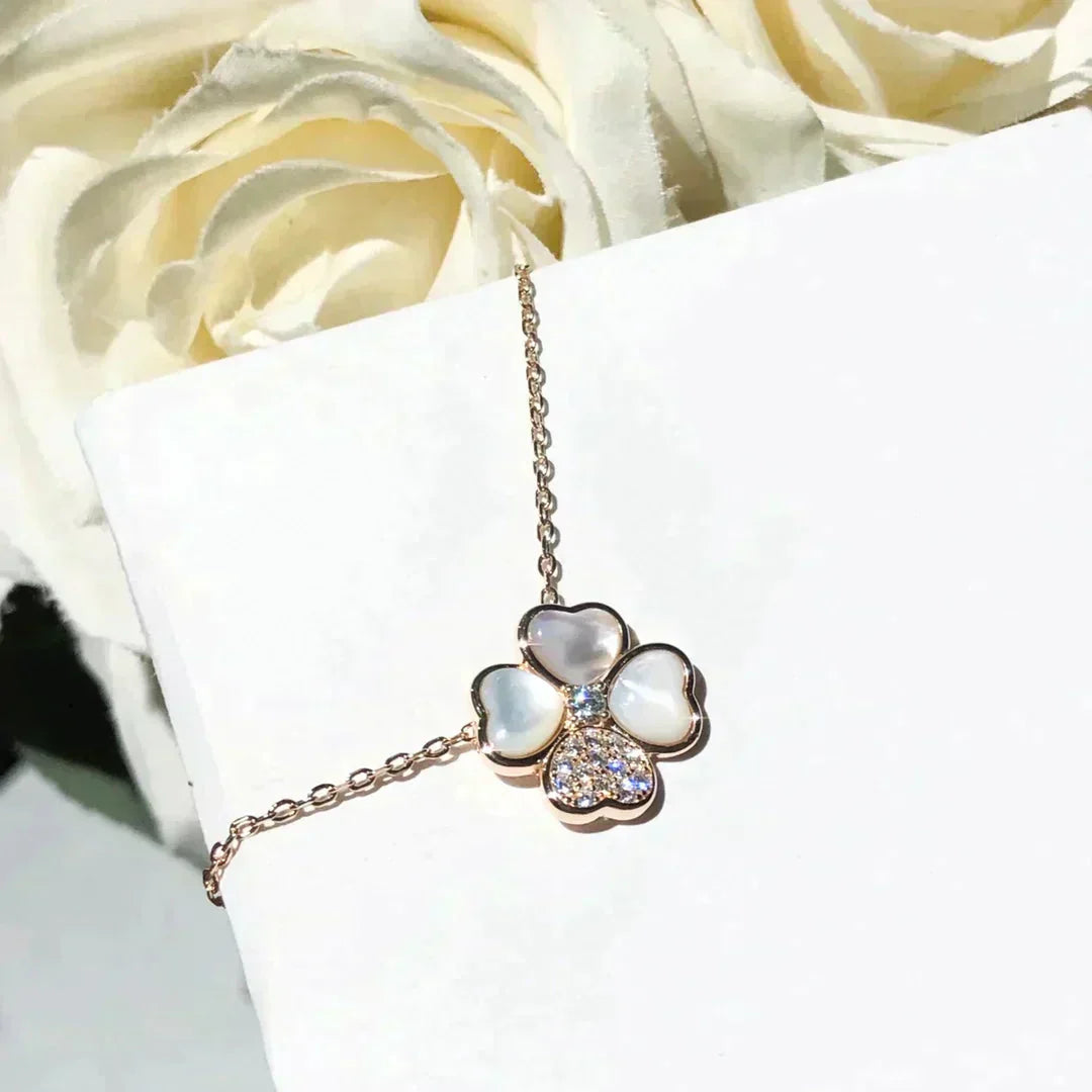 [：Polaidi Jewelry]CLOVER MOP DIAMOND ROSE GOLD NECKLACE