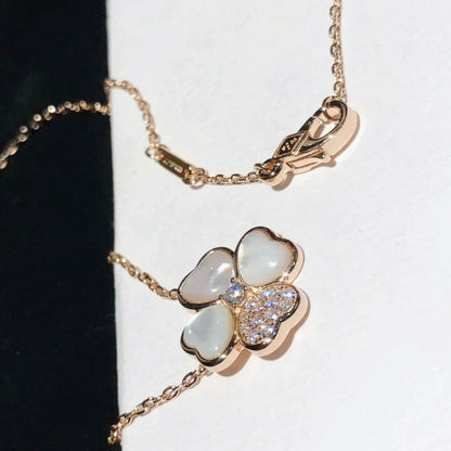 [Polaidi Jewelry]CLOVER MOP DIAMOND ROSE GOLD NECKLACE