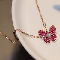 [Polaidi Jewelry ]BUTTERFLY RED DIAMOND ROSE GOLD NECKLACE
