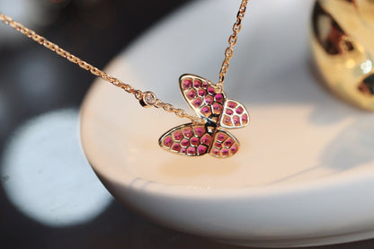 [：Polaidi Jewelry]BUTTERFLY RED DIAMOND ROSE GOLD NECKLACE