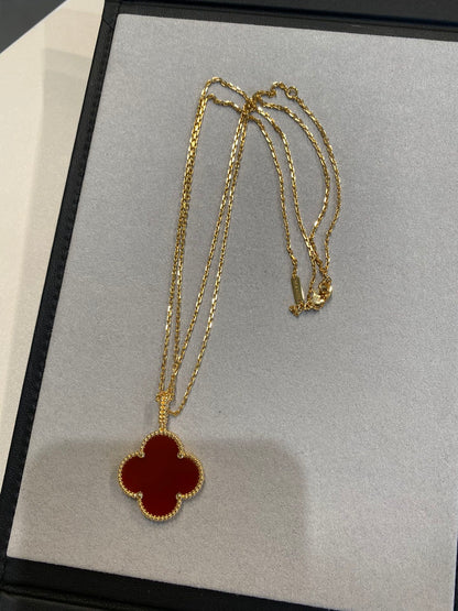 [：Polaidi Jewelry]CLOVER 25MM NECKLACE GOLD CARNELIAN