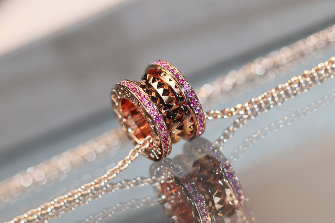 [Polaidi Jewelry]ZERO 1 ROCK PINK GOLD PINK DIAMOND NECKLACE