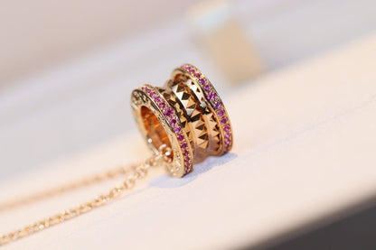 [Polaidi Jewelry]ZERO 1 ROCK PINK GOLD PINK DIAMOND NECKLACE