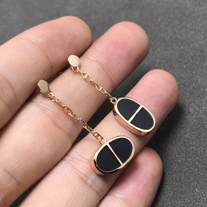 [Polaidi Jewelry]CHAINE VERSO BLACK CERAMIC SILVER EARRINGS