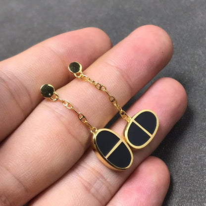 [Polaidi Jewelry]CHAINE VERSO BLACK CERAMIC SILVER EARRINGS
