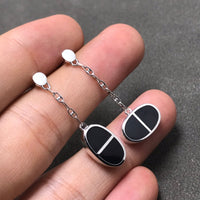 [Polaidi Jewelry ]CHAINE VERSO BLACK CERAMIC SILVER EARRINGS