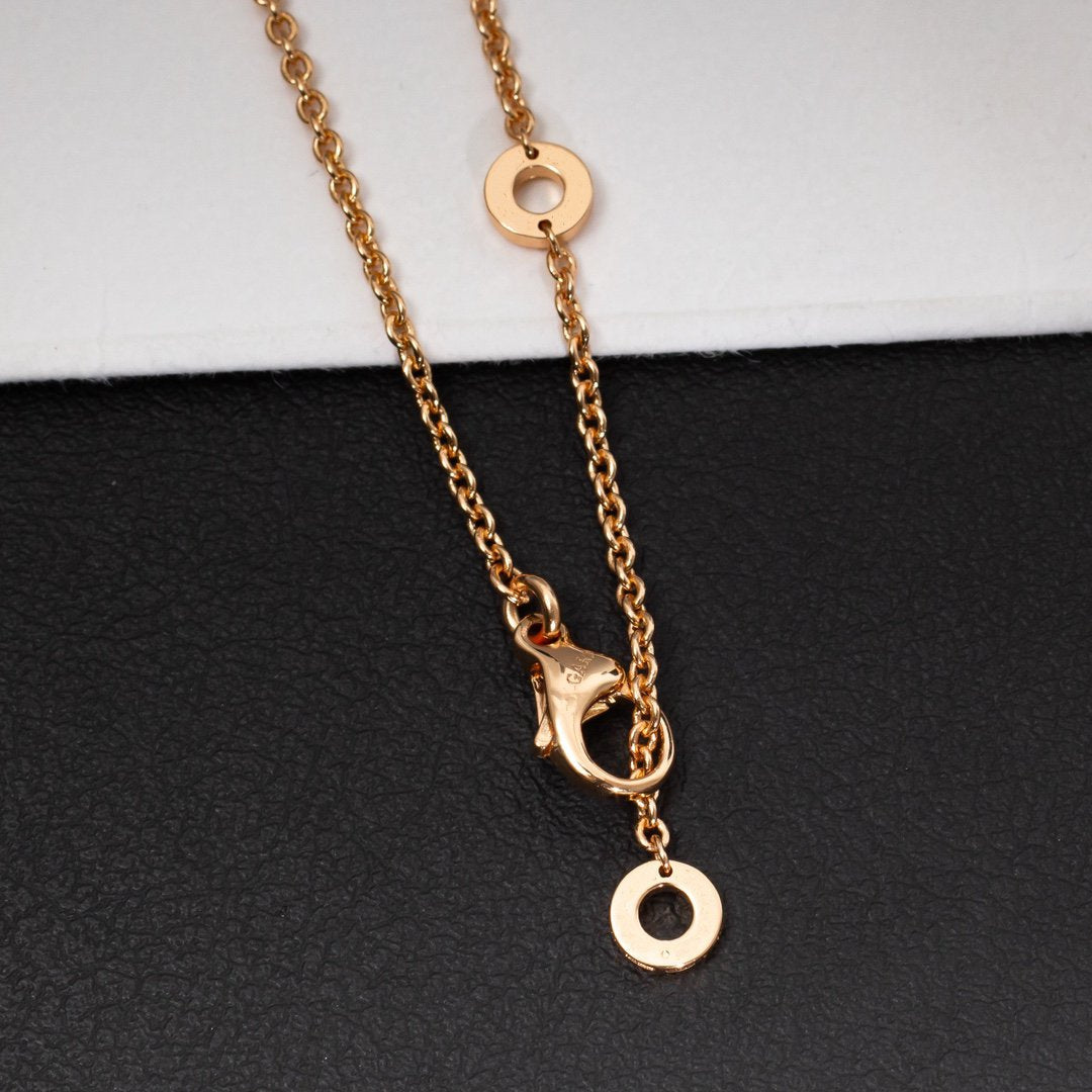 [Polaidi Jewelry]ZERO 1 WHITE CERAMIC PINK GOLD DIAMOND NECKLACE
