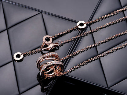 [Polaidi Jewelry]ZERO 1 PINK GOLD DIAMOND OPEN NECKLACE