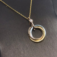 [Polaidi Jewelry ]TRINITY SILVER GOLD PINK GOLD NECKLACE