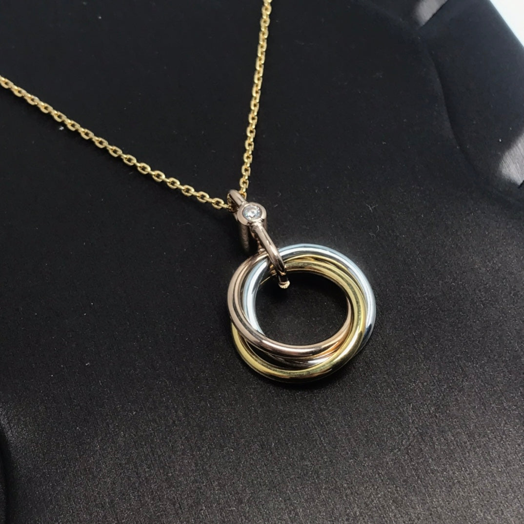 [Polaidi Jewelry]TRINITY SILVER GOLD PINK GOLD NECKLACE