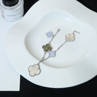 [Polaidi Jewelry ]CLOVER BRACELET 5 MOTIFS MOP CHALCEDONY SILVER