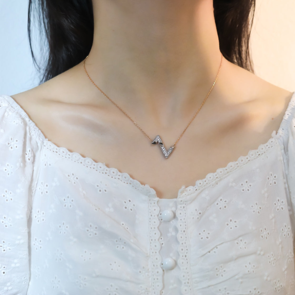 [：Polaidi Jewelry]VOLT SILVER DIAMOND PEDANT NECKLACE