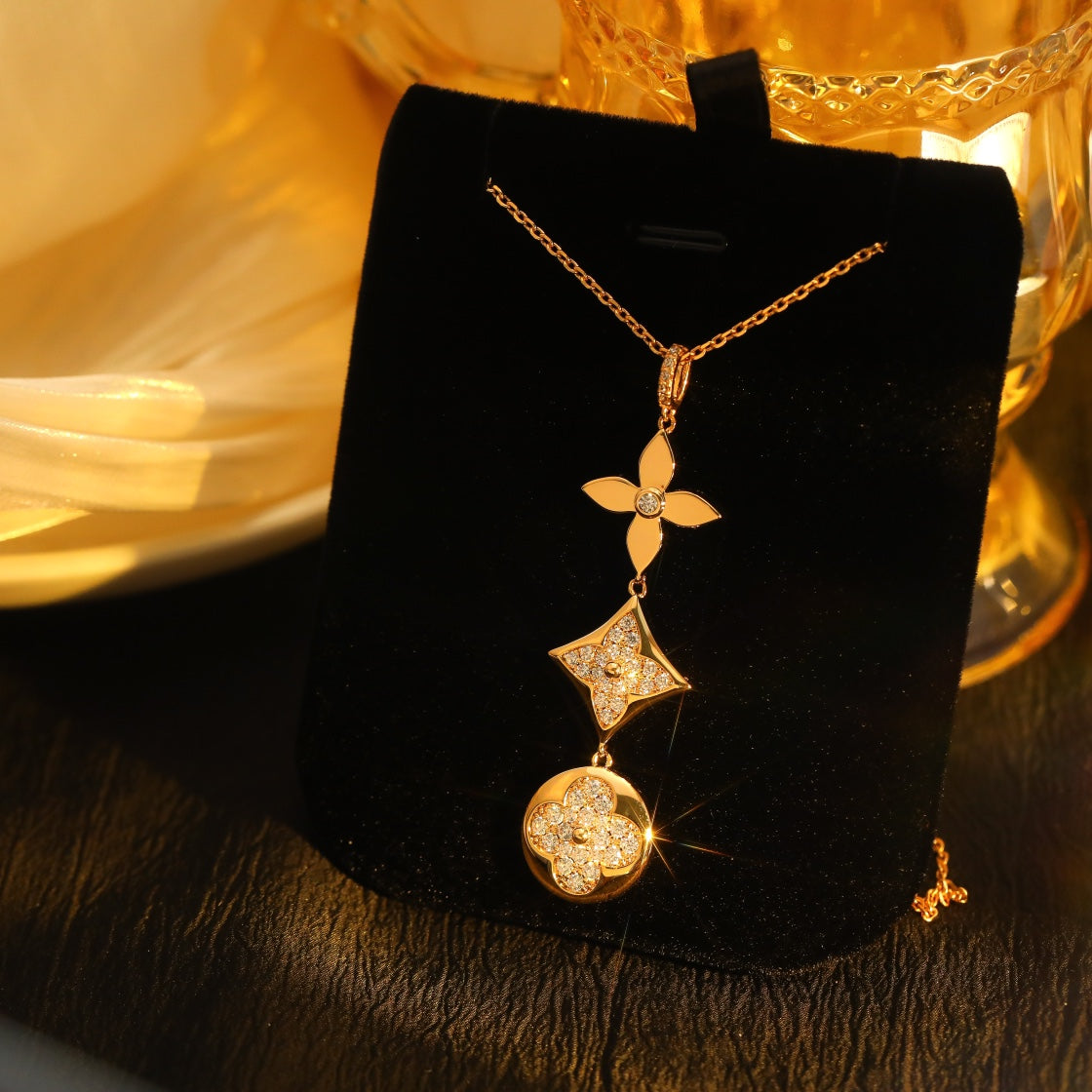[：Polaidi Jewelry]STAR AND SUN DIAMOND PINK GOLD NECKLACE