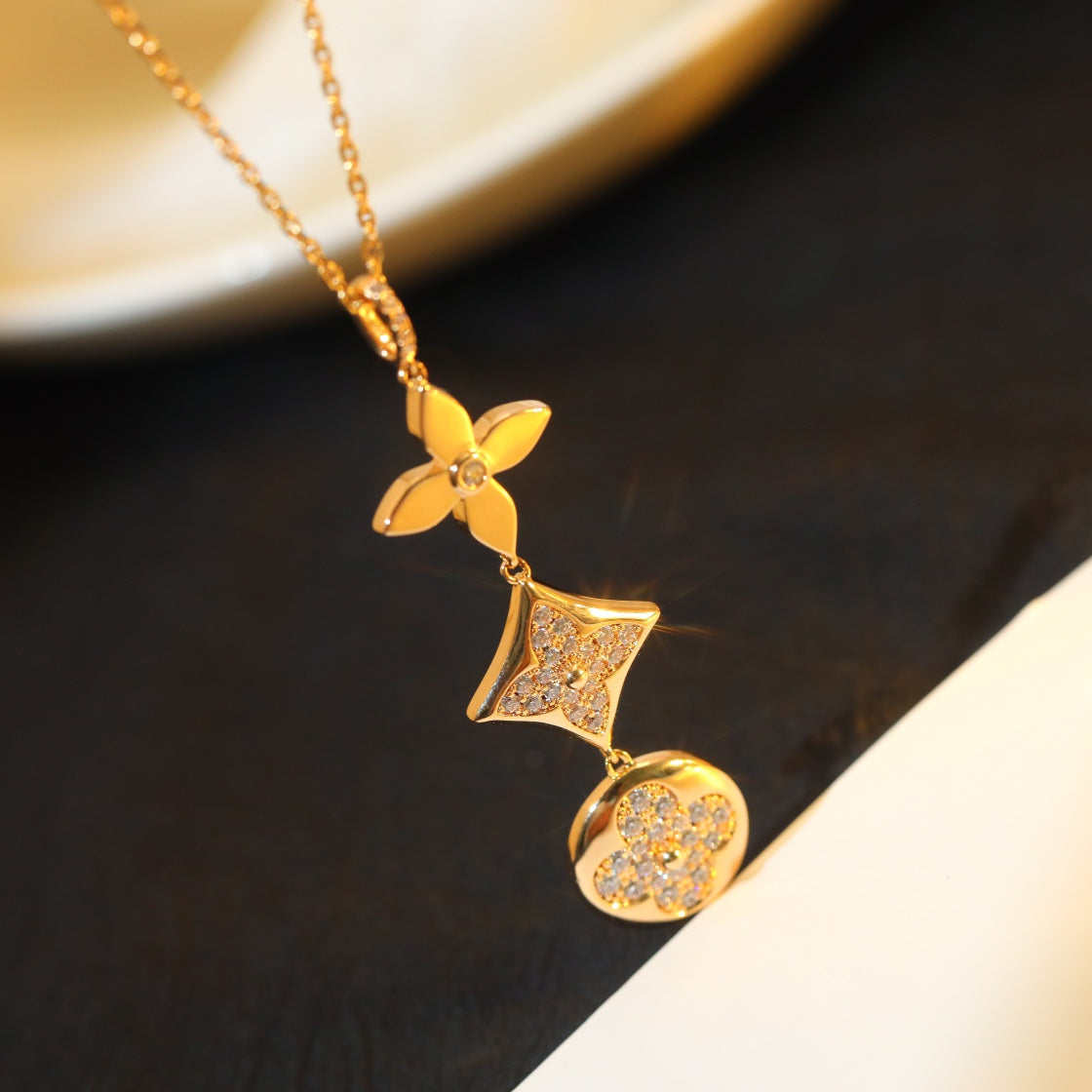 [Polaidi Jewelry]STAR AND SUN DIAMOND PINK GOLD NECKLACE