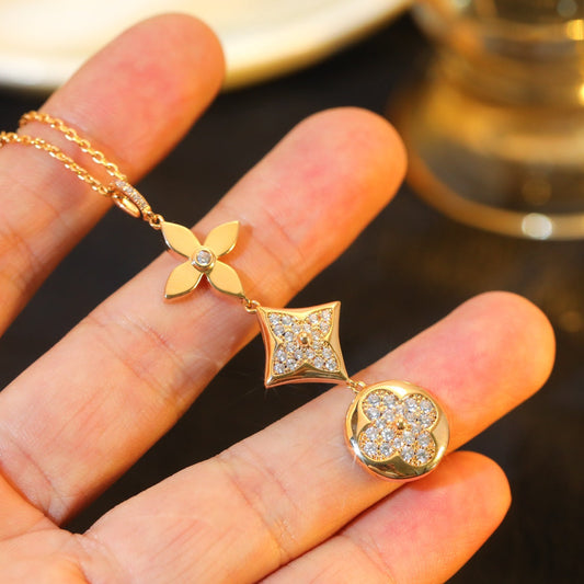 [Polaidi Jewelry]STAR AND SUN DIAMOND PINK GOLD NECKLACE