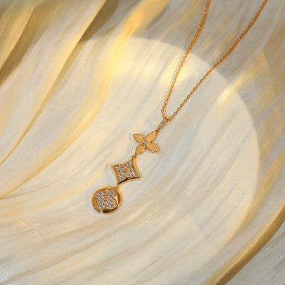 [Polaidi Jewelry]STAR AND SUN DIAMOND PINK GOLD NECKLACE