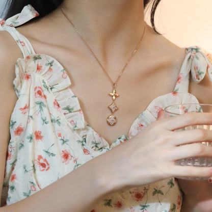 [Polaidi Jewelry]STAR AND SUN DIAMOND PINK GOLD NECKLACE