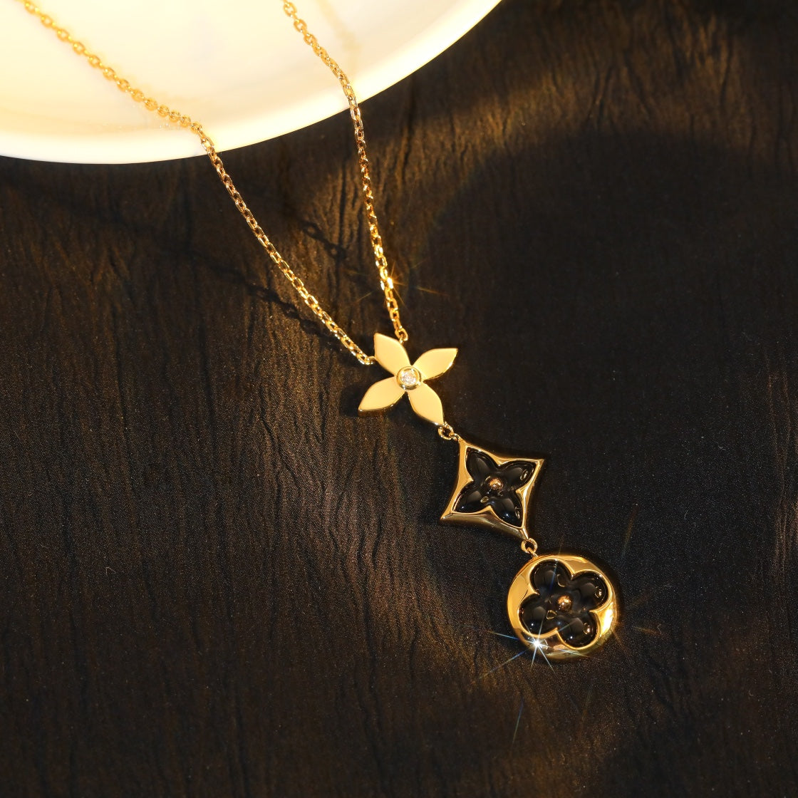 [Polaidi Jewelry]STAR AND SUN ONYX PINK GOLD NECKLACE